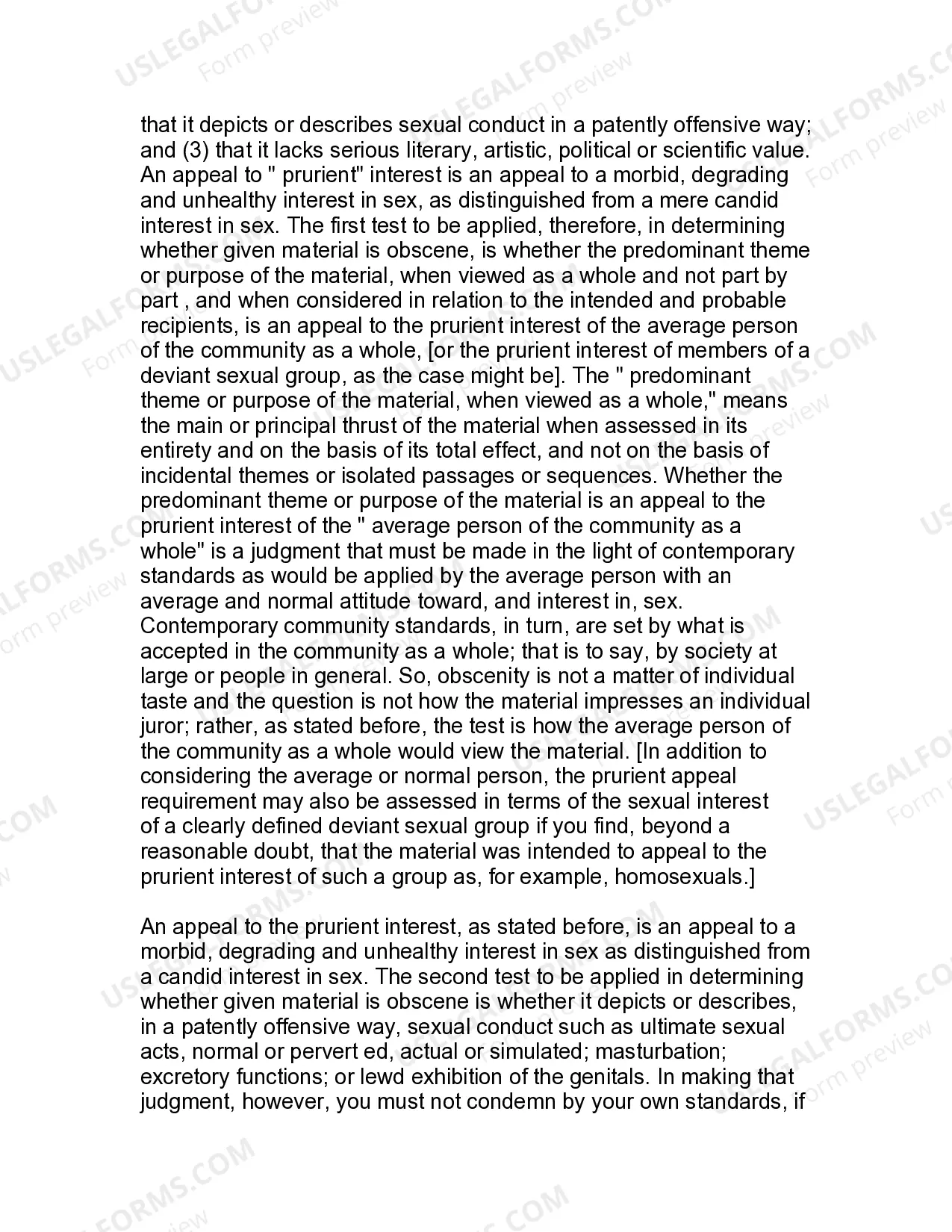 Preview Jury Instruction - Mailing Obscene Material