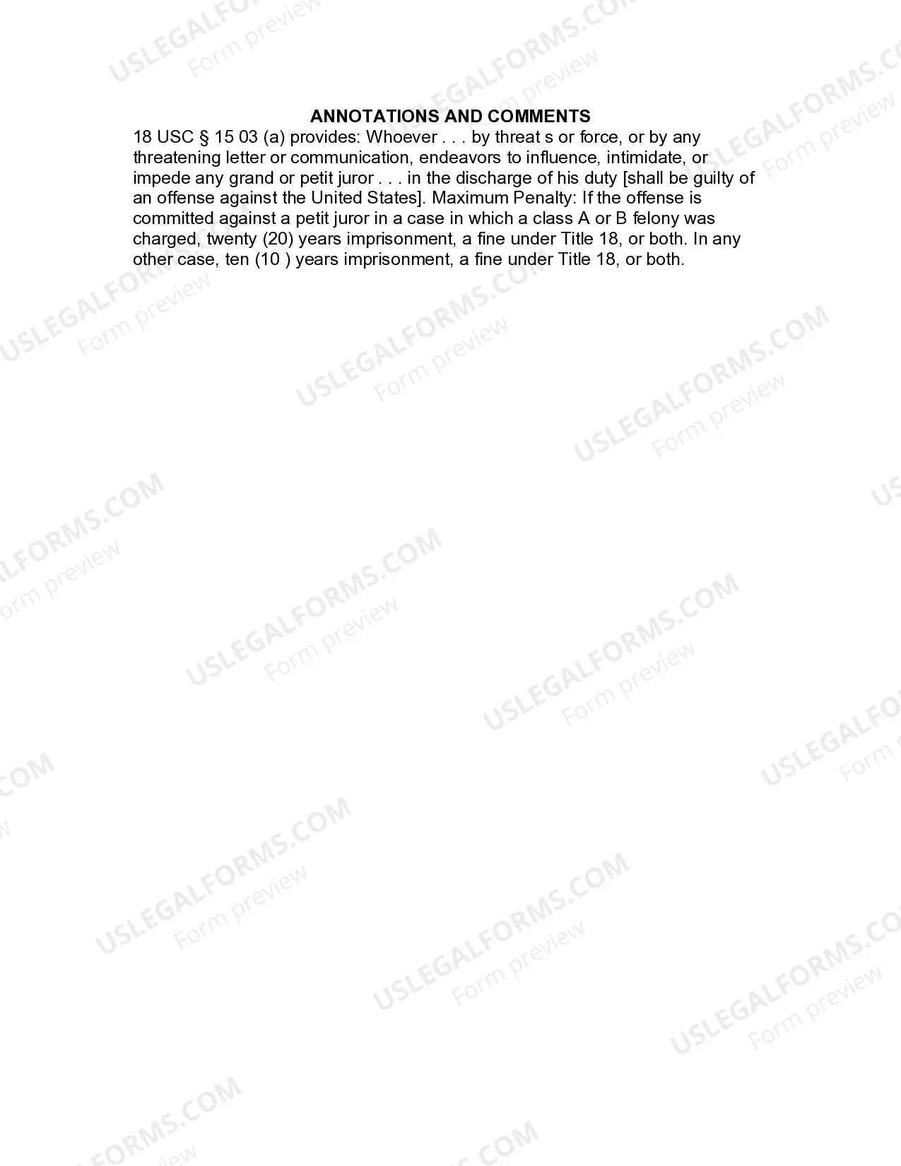 Preview Jury Instruction - Threatening a Juror