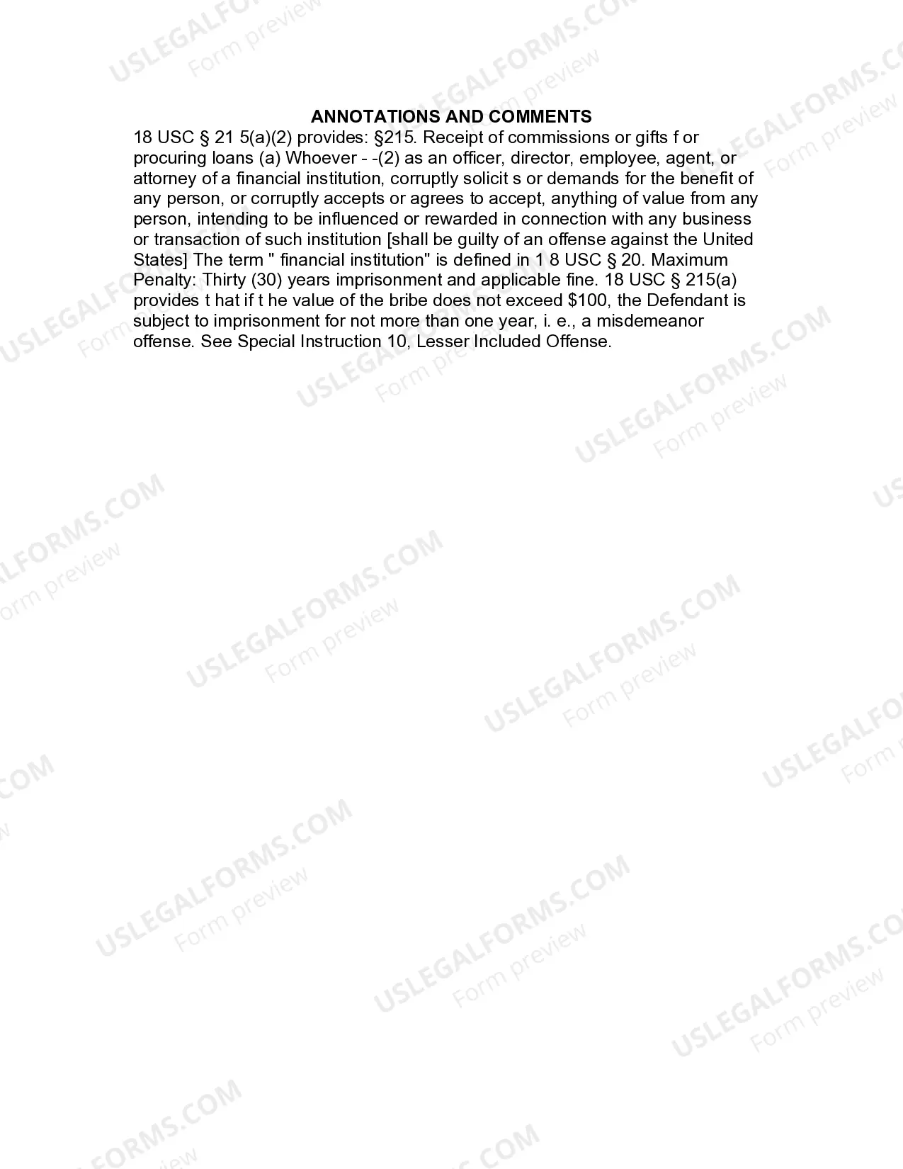Preview Jury Instruction - Receipt Of A Bribe Or Reward By Bank Officer