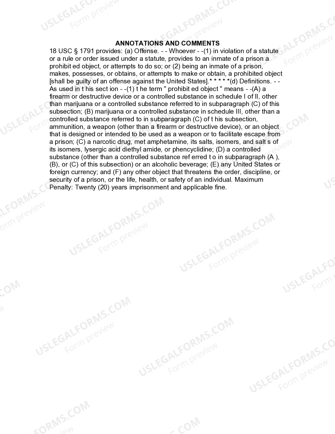 Preview Jury Instruction - Possession Of Contraband By A Federal Prisoner