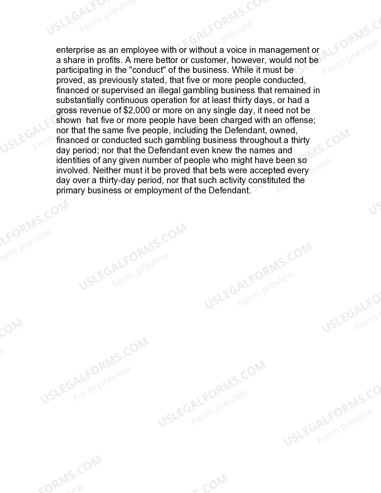Preview Jury Instruction - Illegal Gambling Business - Bookmaking