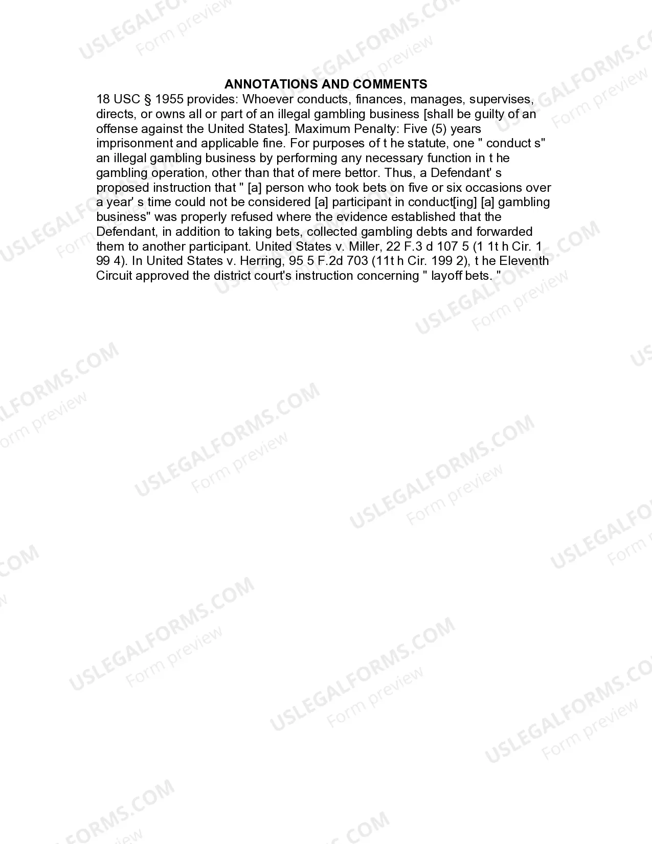 Preview Jury Instruction - Illegal Gambling Business - Bookmaking