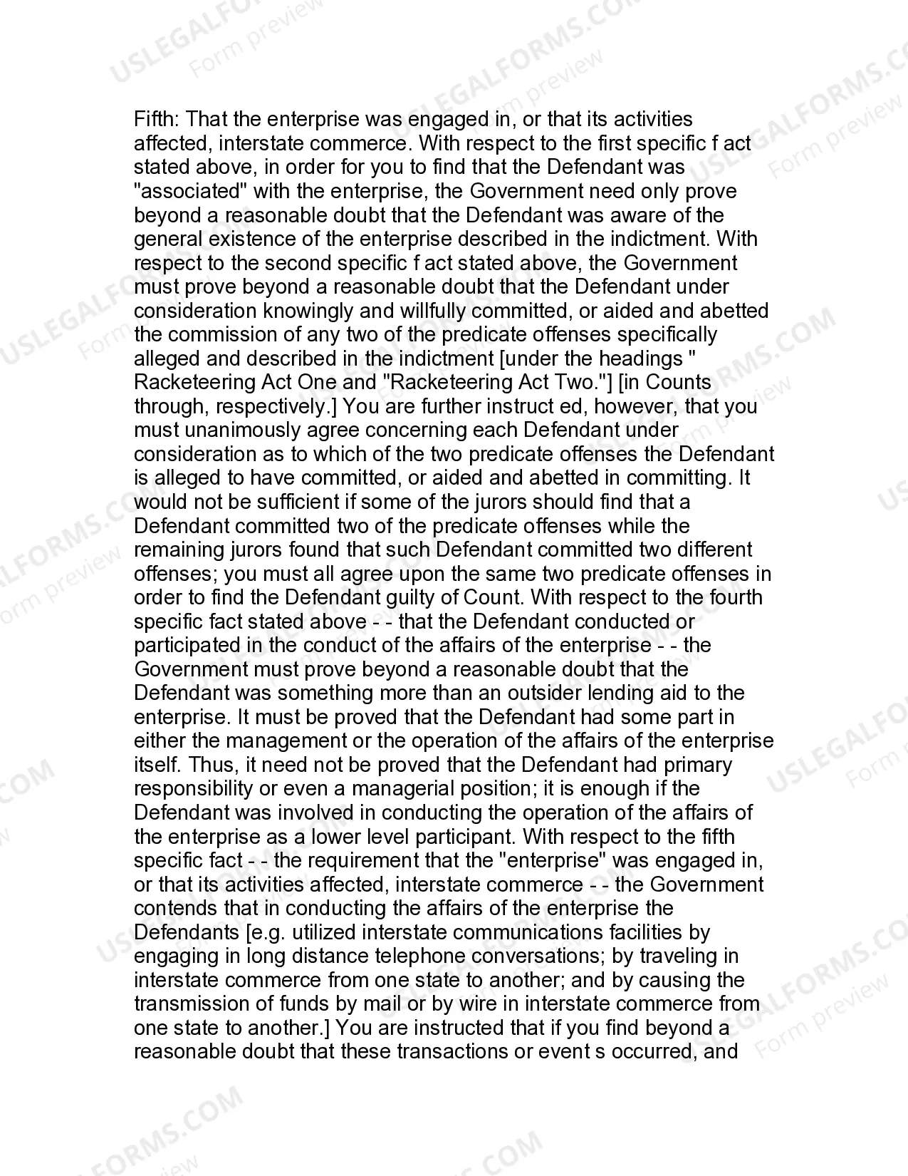 Preview Jury Instruction - RICO - Substantive Offense