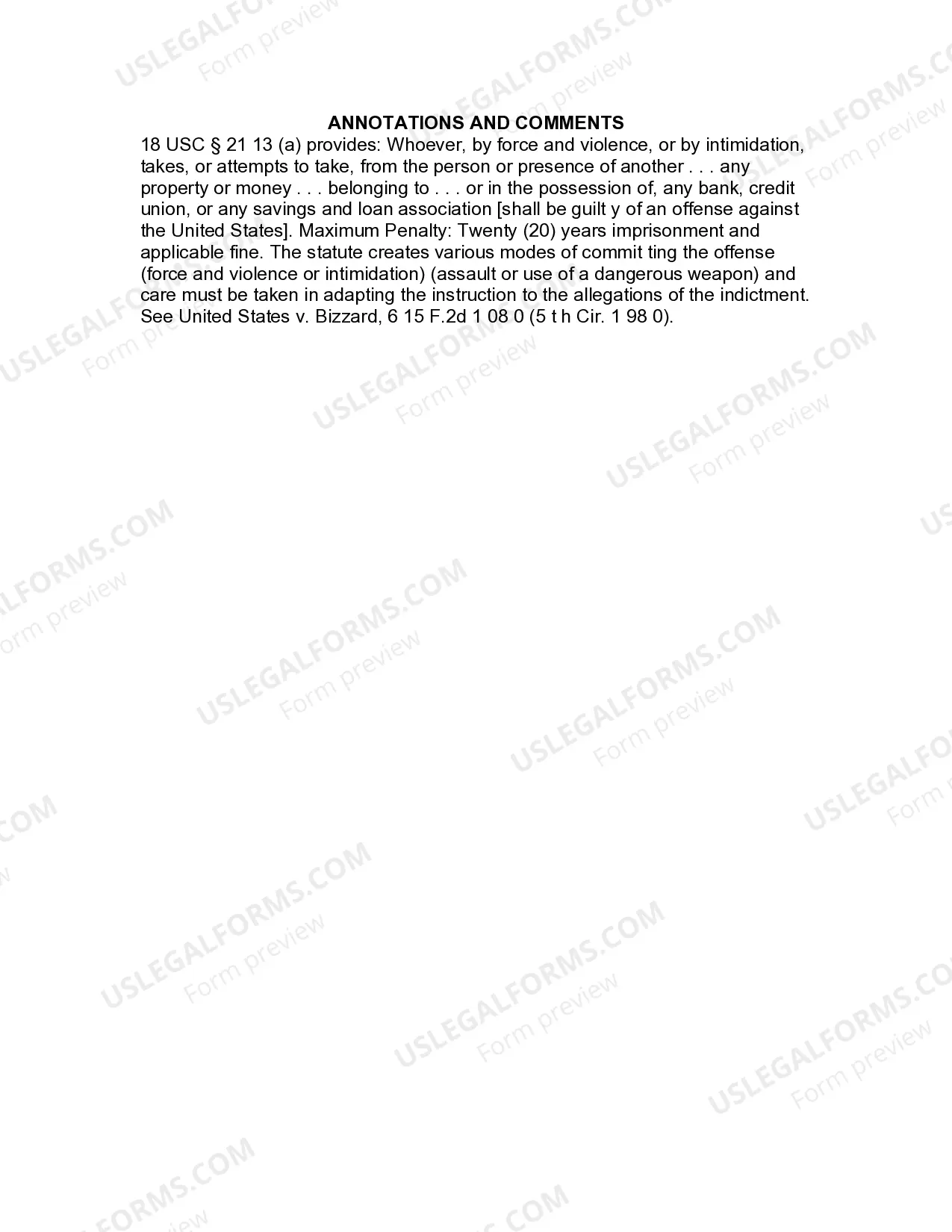 Preview Jury Instruction - Bank Robbery - Subsection (a) Only