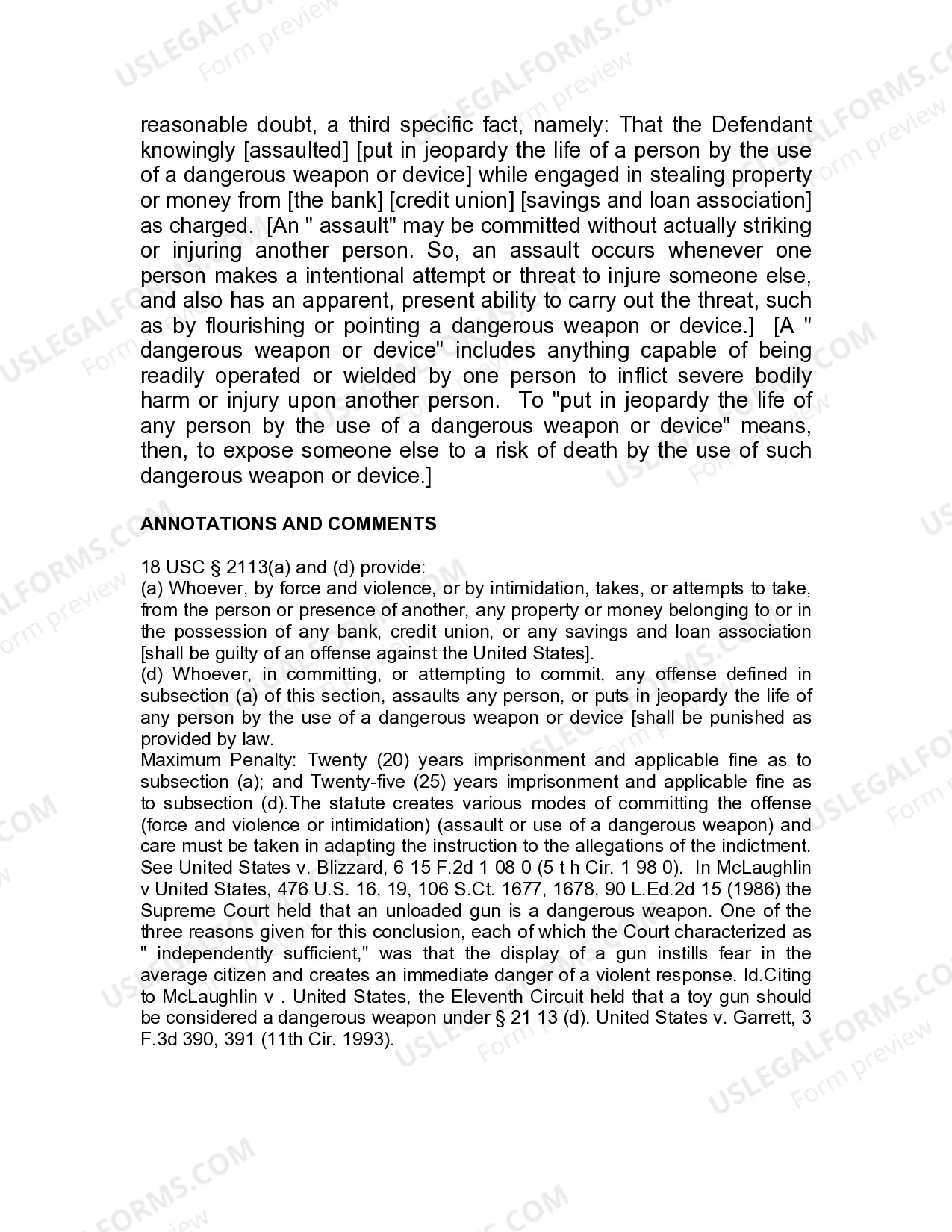 Preview Jury Instruction - Bank Robbery - Subsections (a) And (d) Alleged In Separate Counts