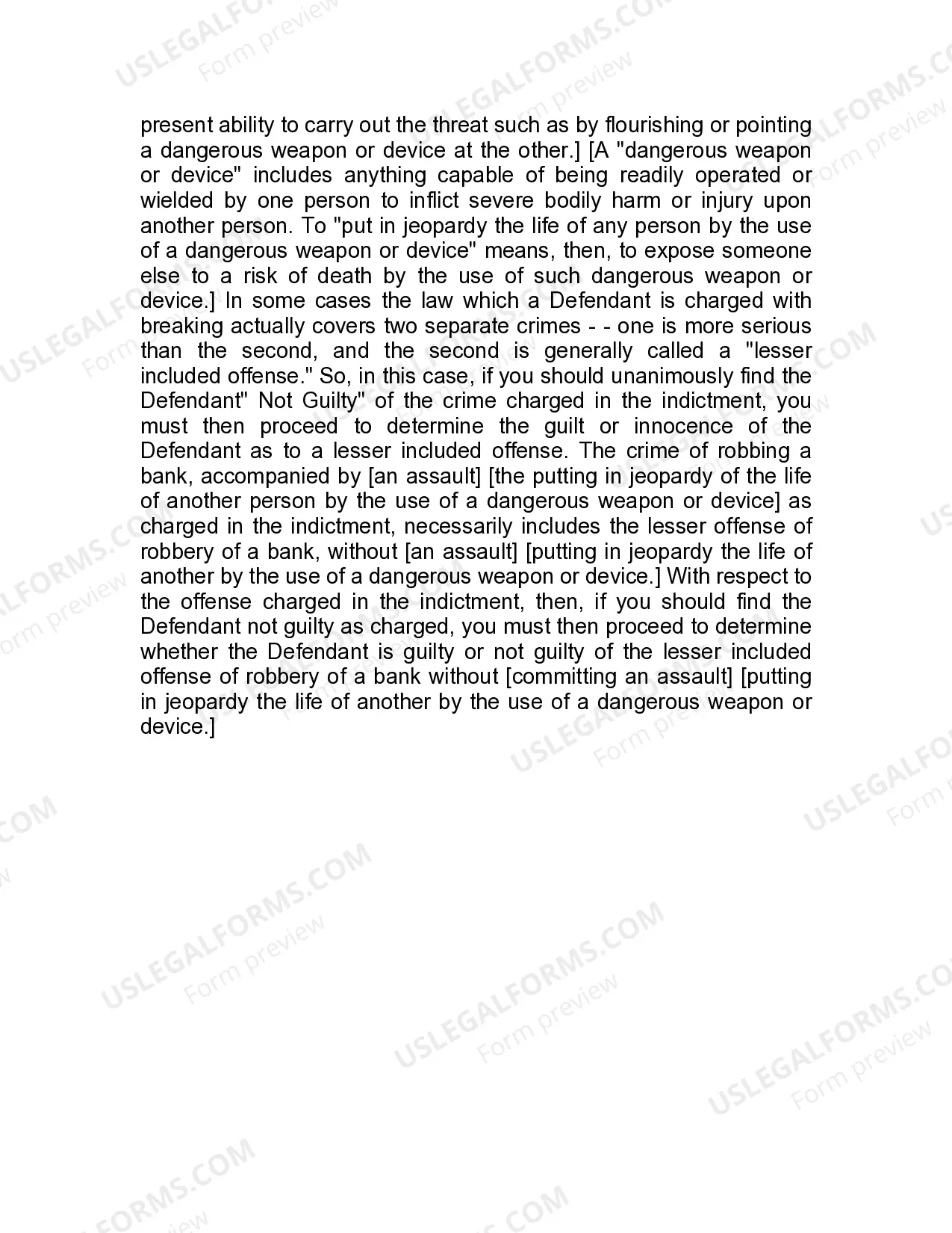 Preview Jury Instruction - Bank Robbery - Subsections (a) And (d) Alleged In The Same Count