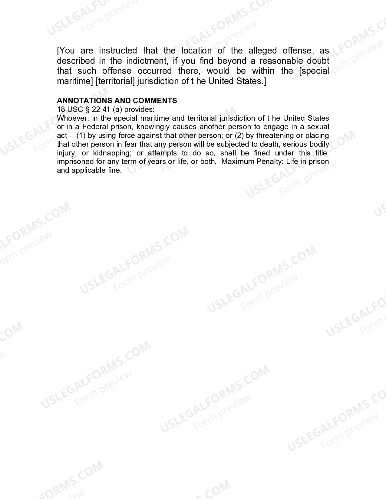 Preview Jury Instruction - Aggravated Sexual Abuse - By Force Or Threat