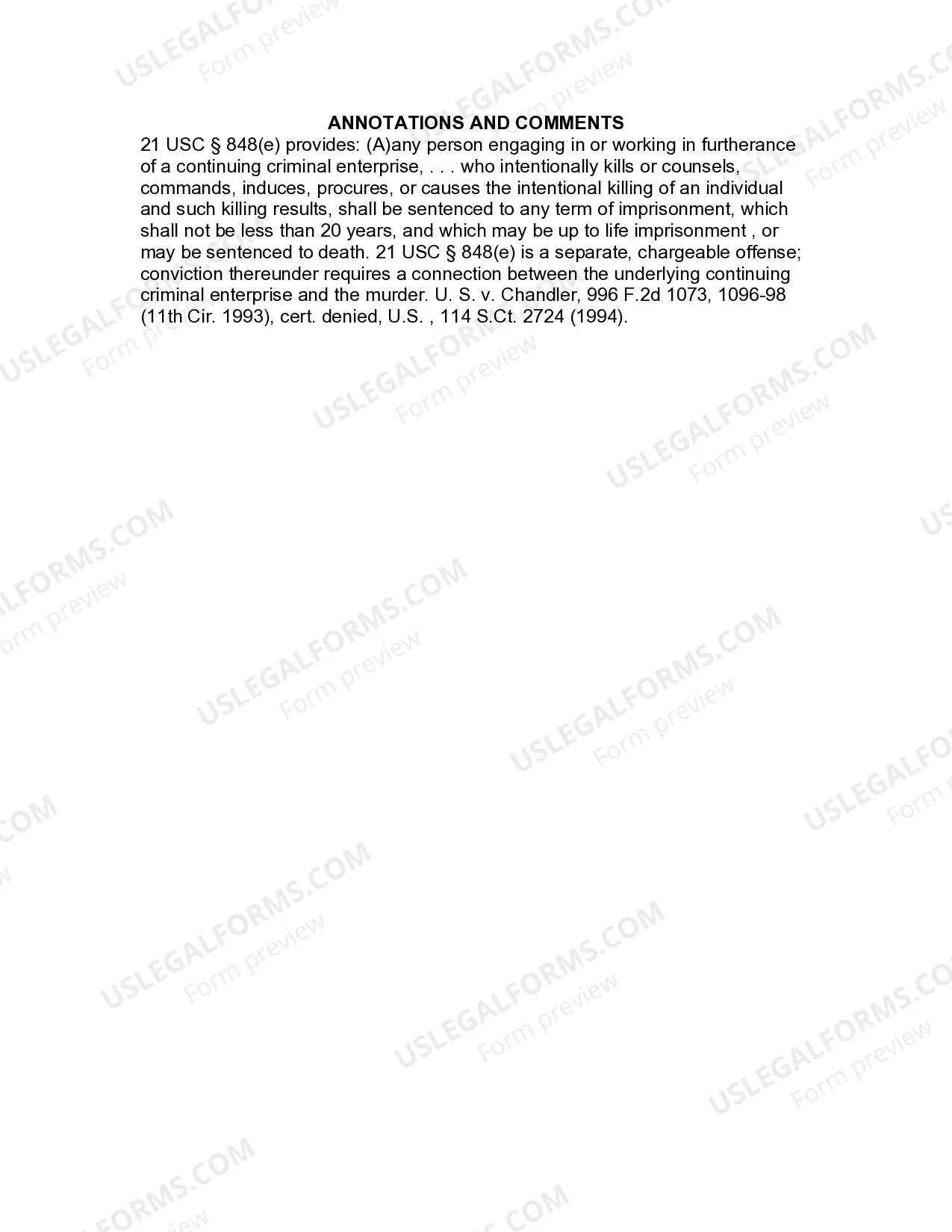 Preview Jury Instruction - Controlled Substances - Continuing Criminal Enterprise - Murder