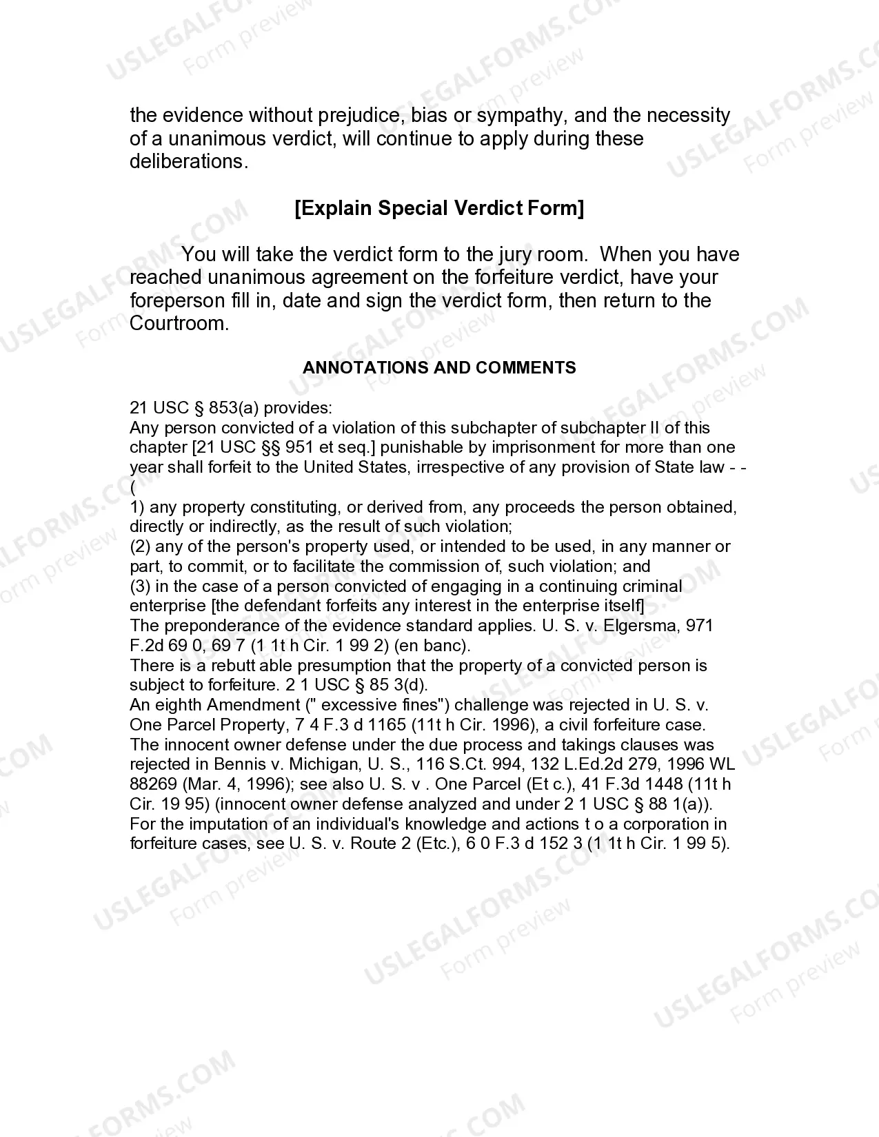 Preview Jury Instruction - Forfeiture