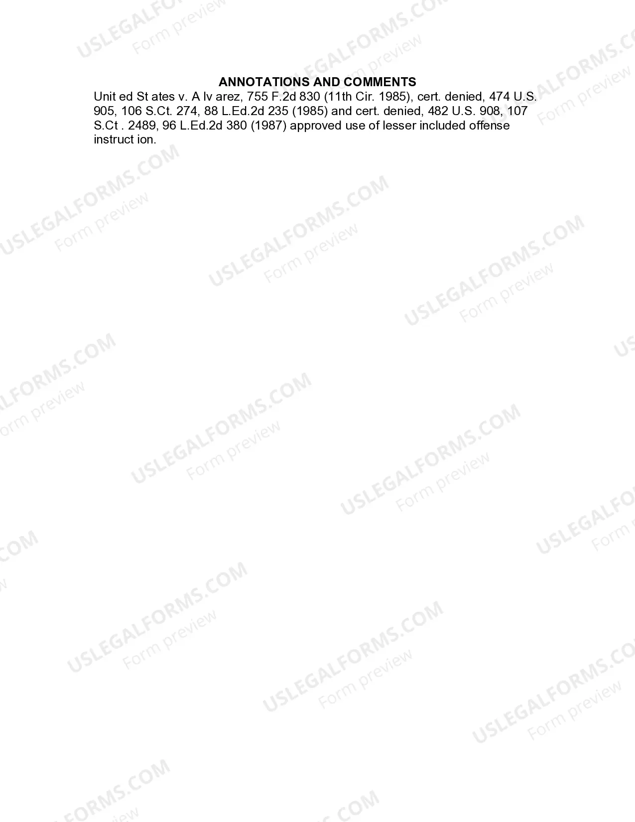 Preview Jury Instruction - Lesser Included Offense