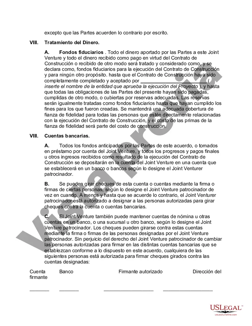 Preview Acuerdo de empresa conjunta para la construcción de (Nombre del proyecto)