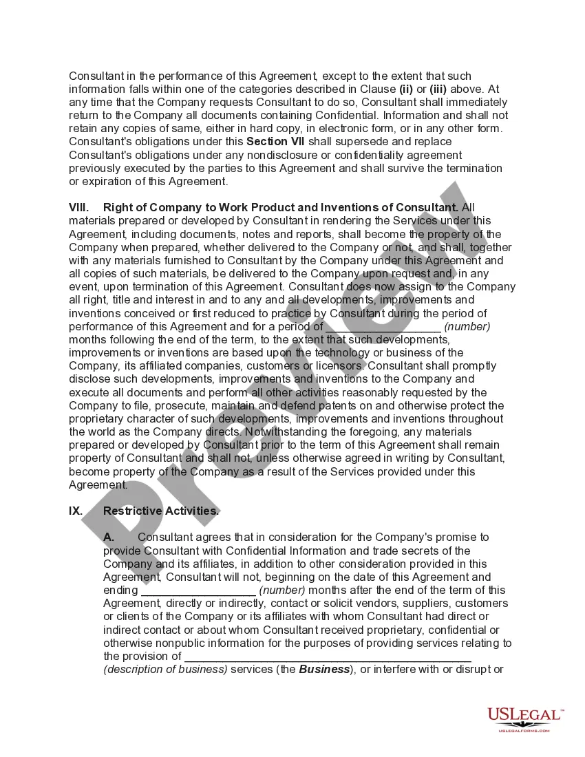 Get Agreement with Consultant with Company Entitled to Work Product, Developments, Improvements and Inventions Preview Agreement with Consultant with Company Entitled to Work Product, Developments, Improvements and Inventions