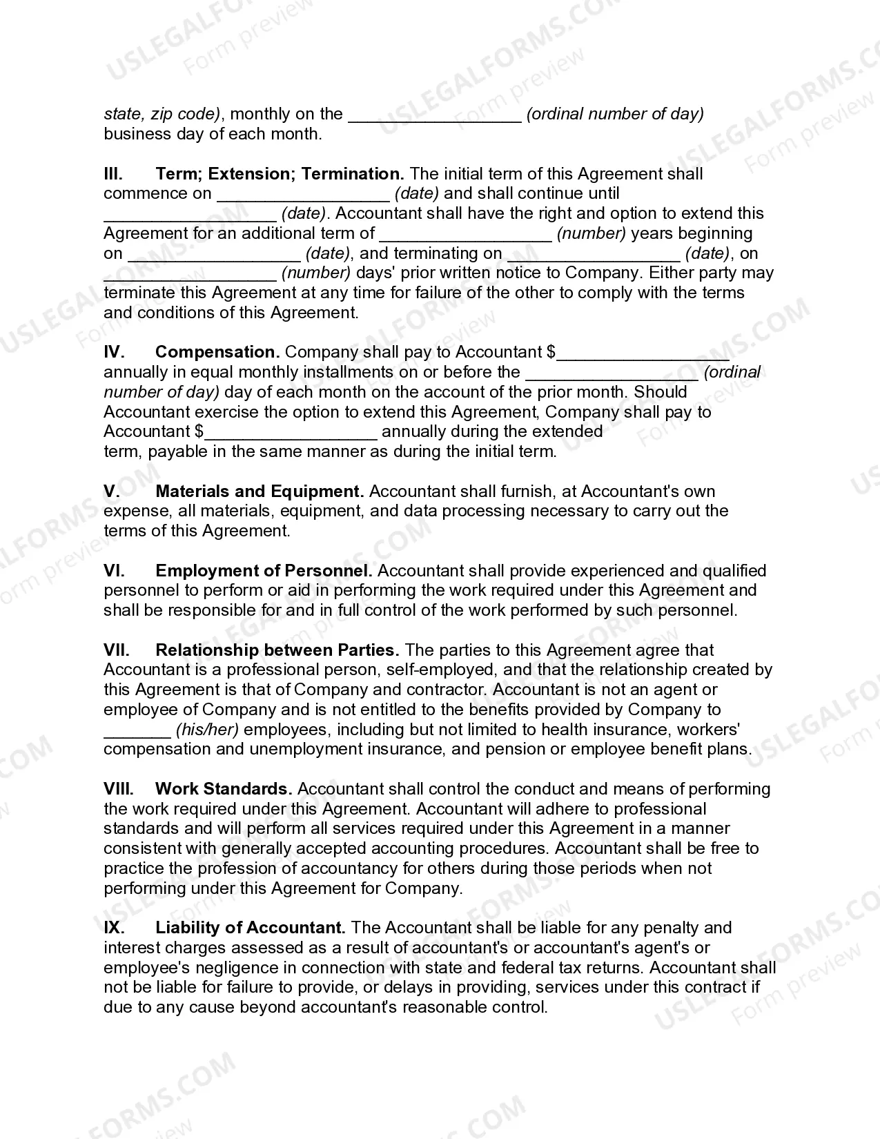 Preview Independent Contractor Services Agreement with Accountant