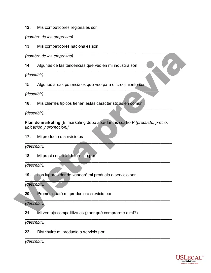 Preview Esquema detallado y contenido de un plan de negocios