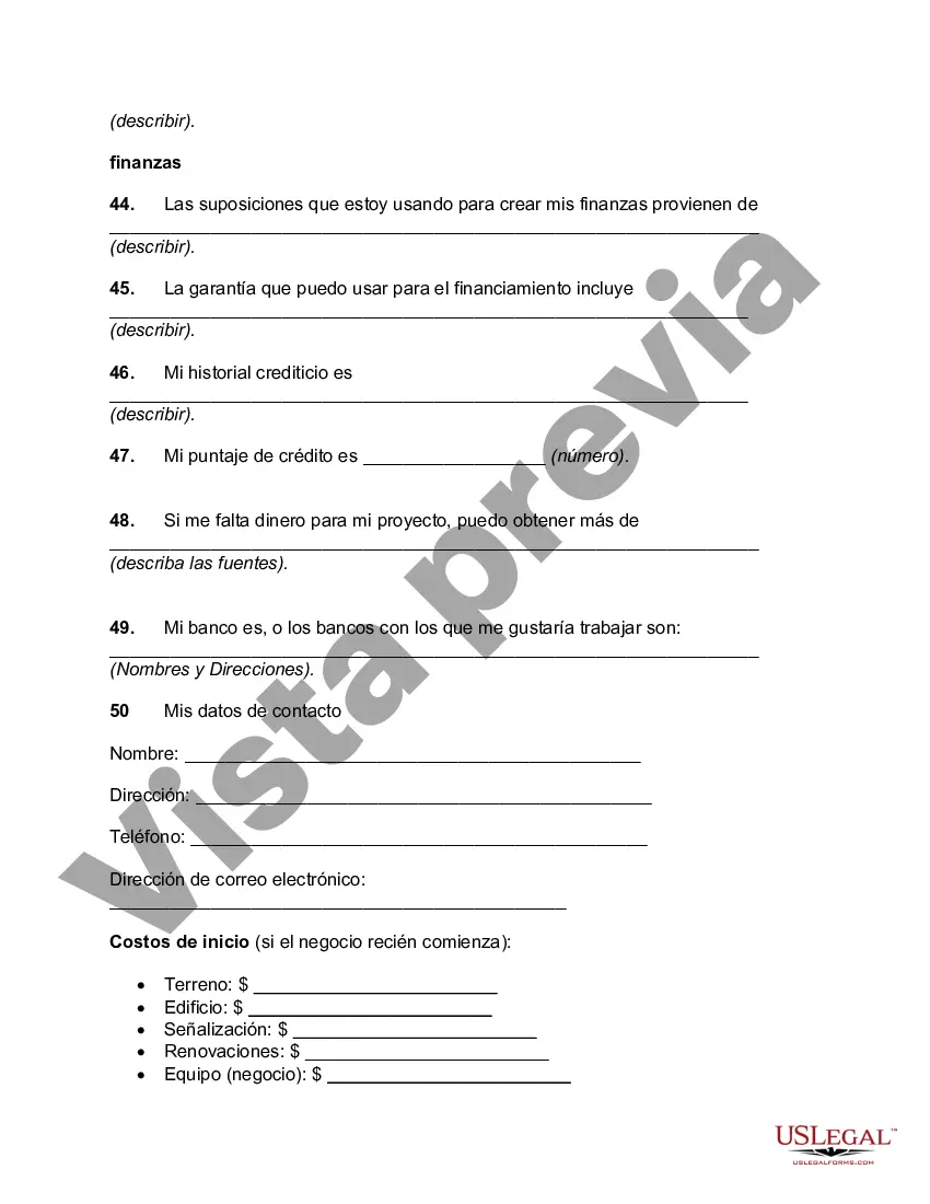 Preview Esquema detallado y contenido de un plan de negocios