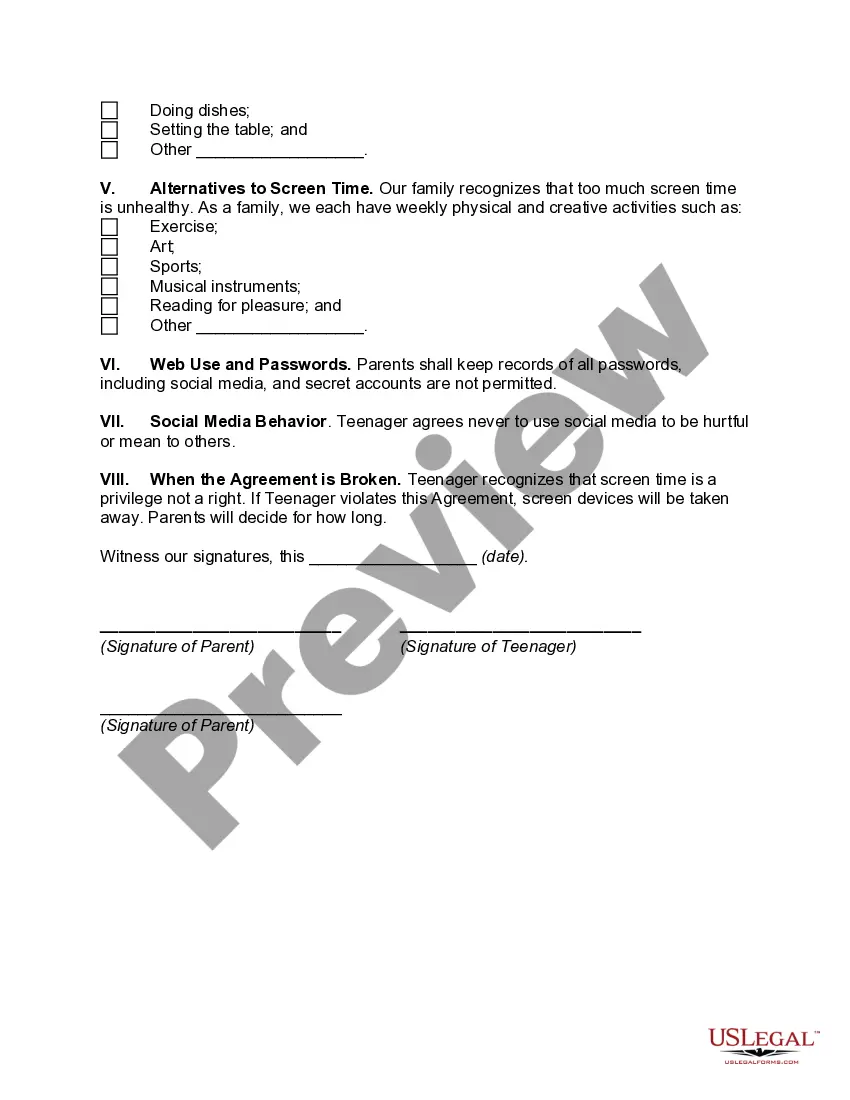 Get The (Name of Family) Screen Time Agreement Preview The (Name of Family) Screen Time Agreement