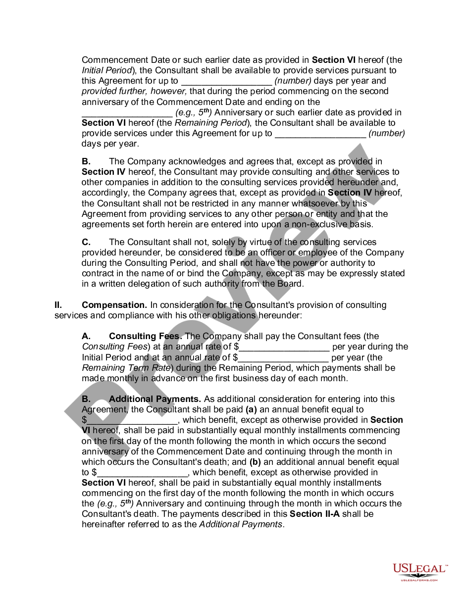 page 1 Consulting Agreement after Retirement of Chairman of the Board of Directors and Chief Executive Officer preview