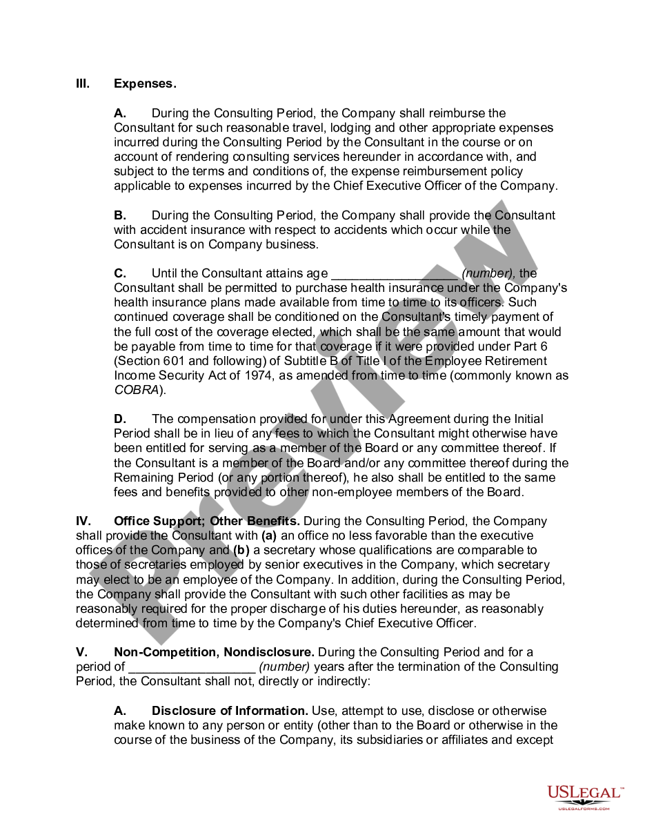 page 2 Consulting Agreement after Retirement of Chairman of the Board of Directors and Chief Executive Officer preview
