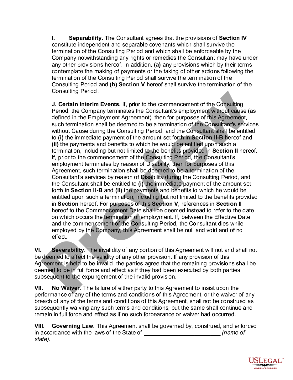 page 6 Consulting Agreement after Retirement of Chairman of the Board of Directors and Chief Executive Officer preview