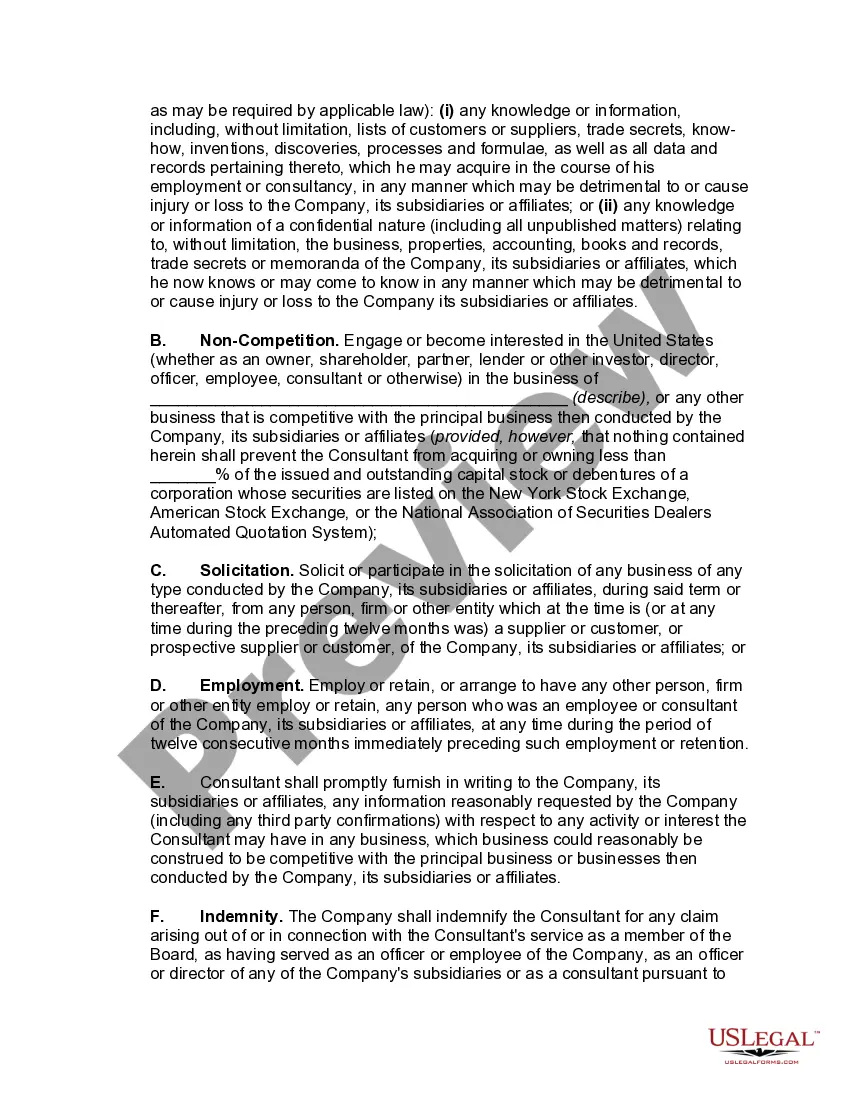 Preview Consulting Agreement after Retirement of Chairman of the Board of Directors and Chief Executive Officer