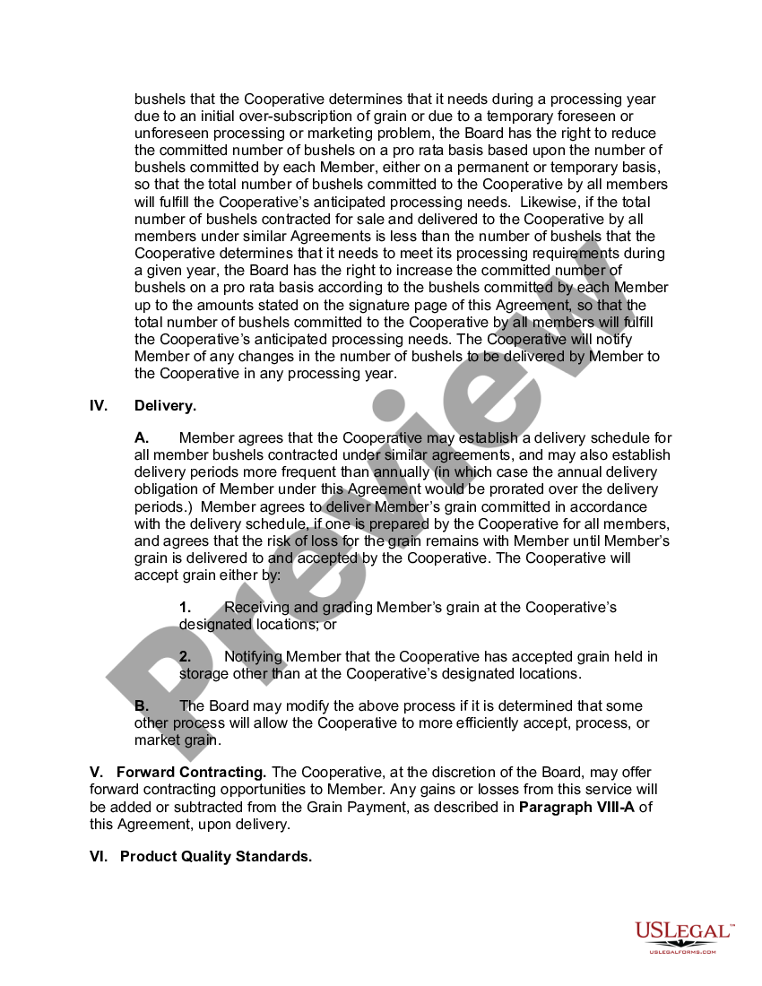 Uniform Marketing And Delivery Agreement Of Cooperative Uniform