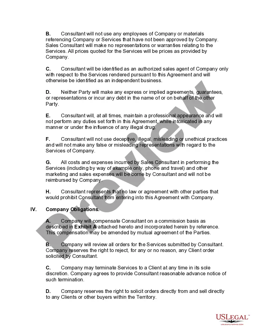 Preview Sales Consultant Agreement