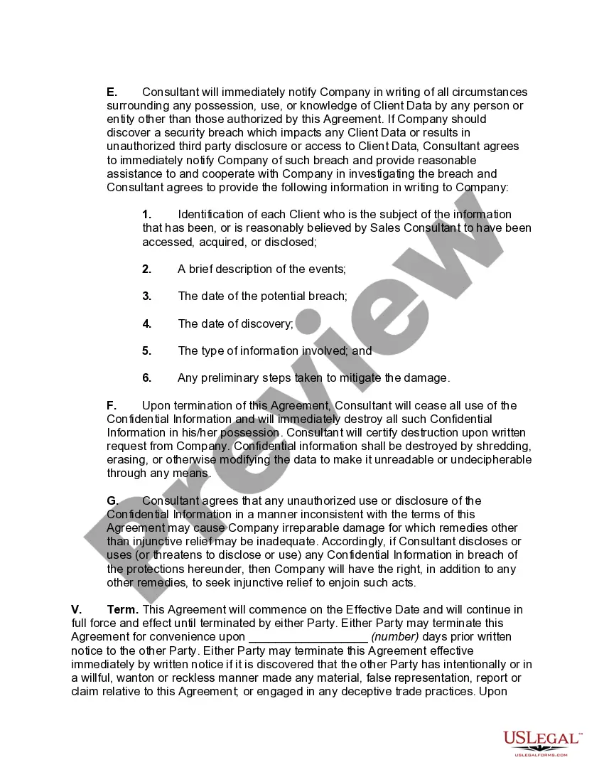 Preview Sales Consultant Agreement