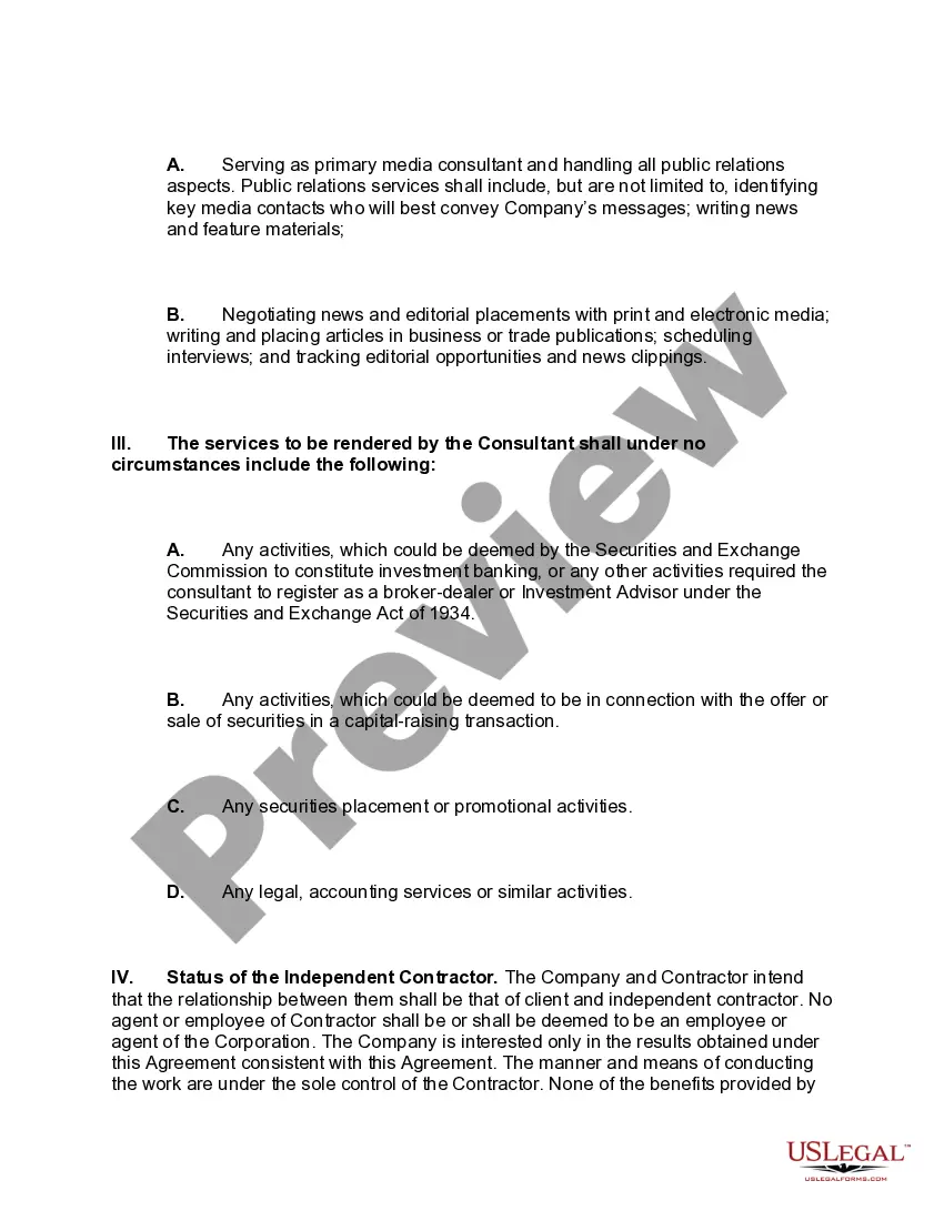 Get Month to Month Consulting Agreement to Serve as Media Consultant and Handle all Public Relations Preview Month to Month Consulting Agreement to Serve as Media Consultant and Handle all Public Relations