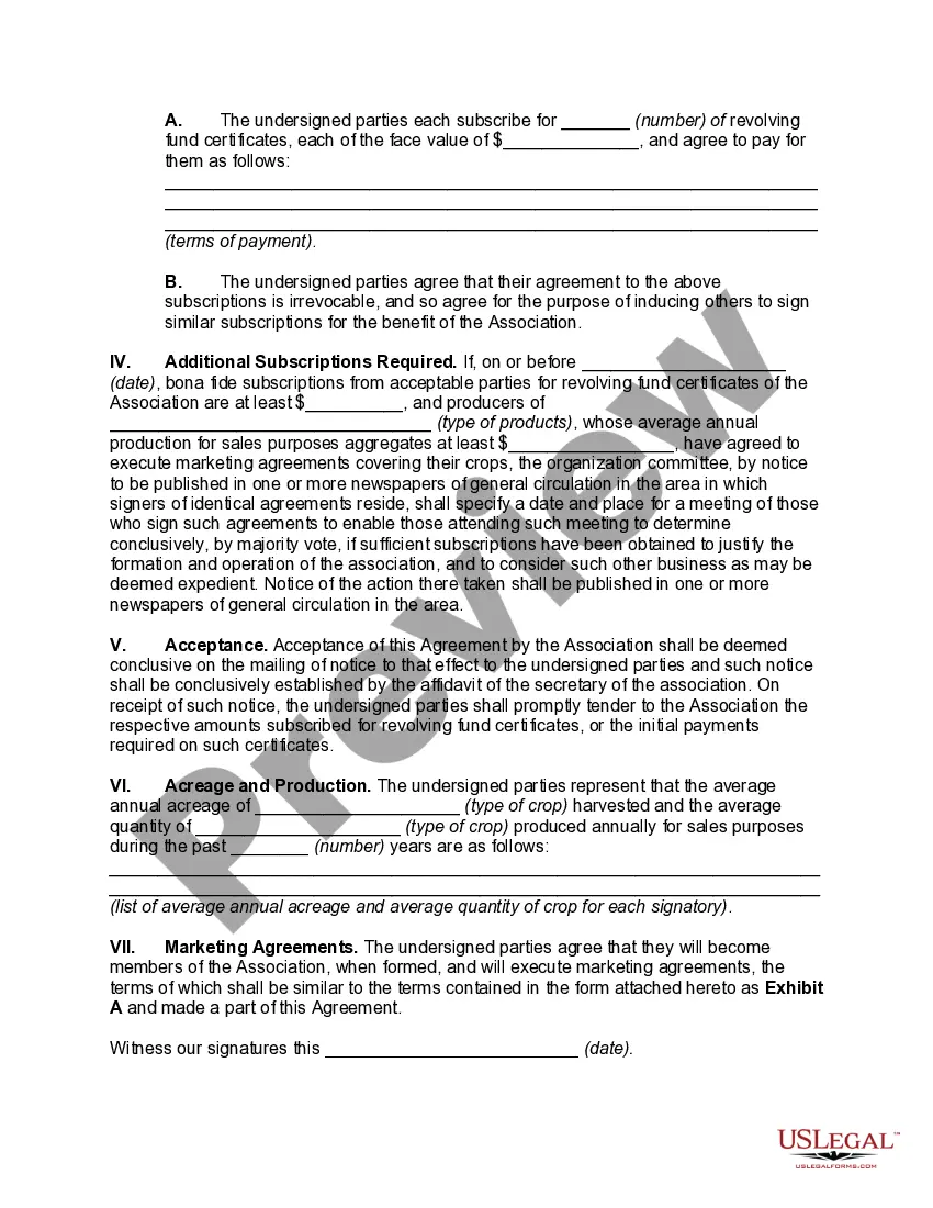 Preview Pre-incorporation Agreement of Farmers' Non-stock Cooperative Association