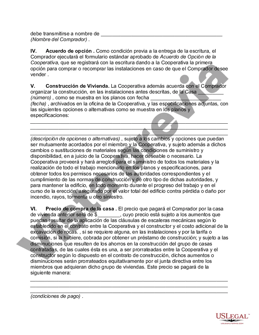 Preview Acuerdo de Venta de Lote y Unidad de Vivienda de Cooperativa con Disposiciones para Vender y Construir Casa