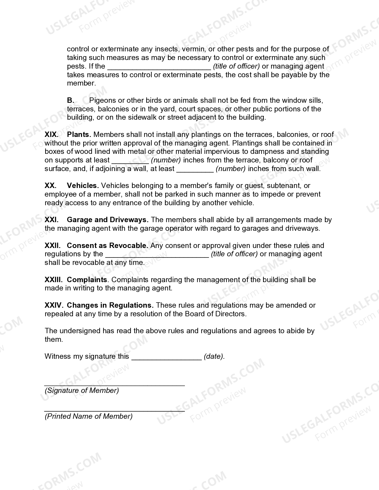 Rules and Regulations Concerning Occupancy of Cooperative Apartment Rules Regulations