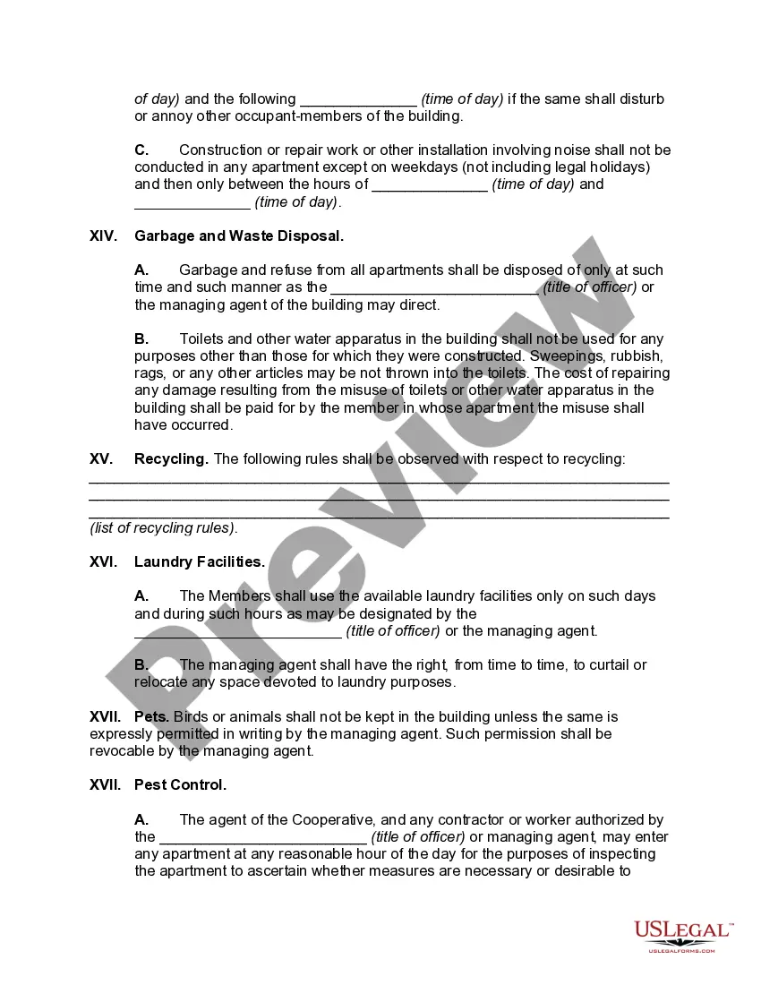 Get Rules and Regulations Concerning Occupancy of Cooperative Apartment Preview Rules and Regulations Concerning Occupancy of Cooperative Apartment