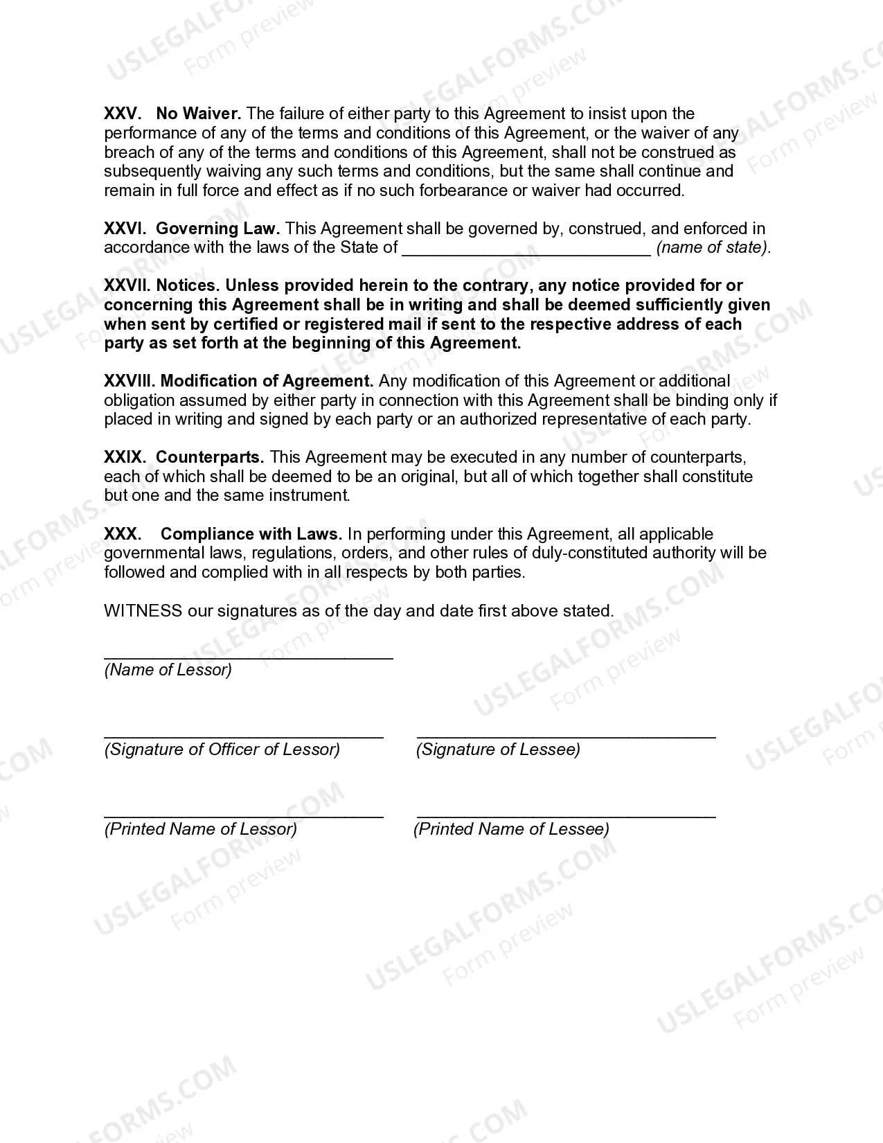 Preview Finance Lease of Equipment