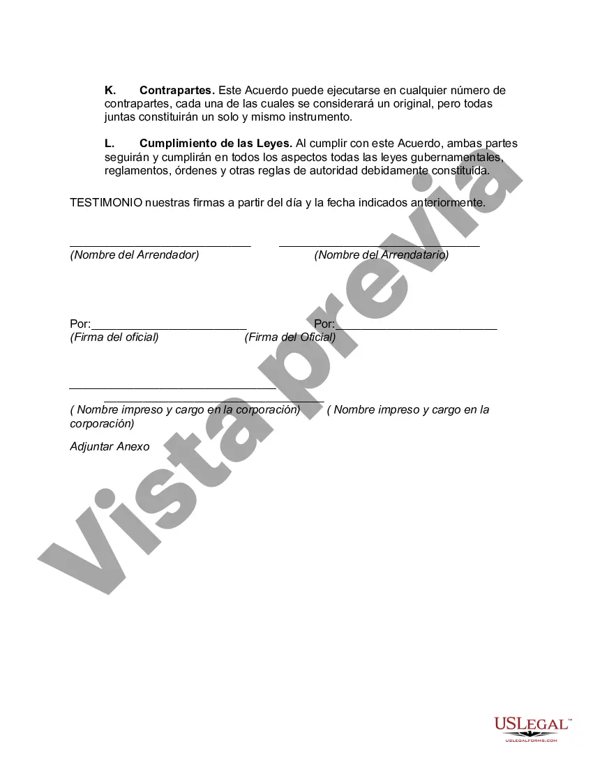 Preview Arrendamiento neto de equipo (arrendamiento neto de propiedad personal) sin garantías por parte del arrendador y opción de compra