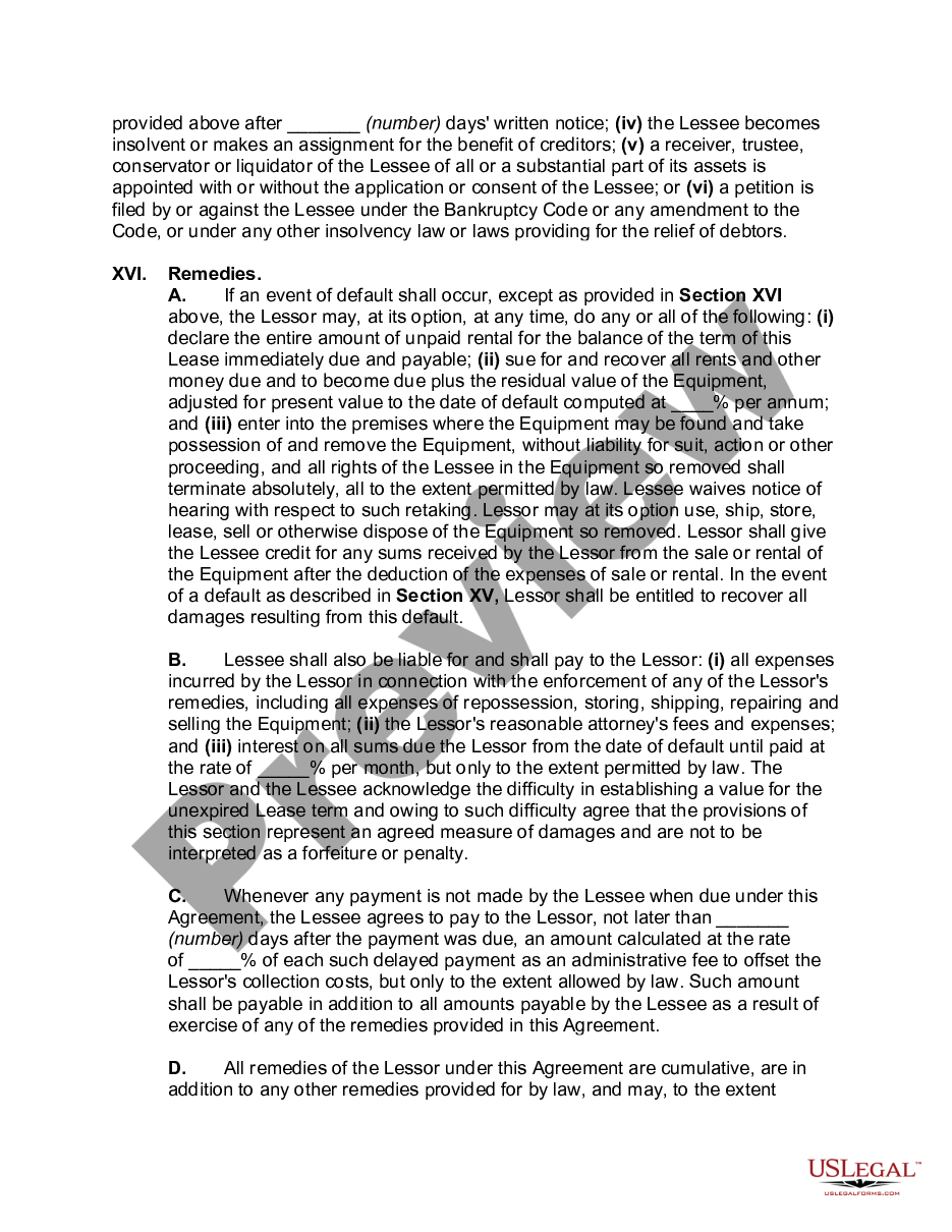 page 4 Net Lease of Equipment (personal Propety Net Lease) with no Warranties by Lessor and Option to Purchase preview