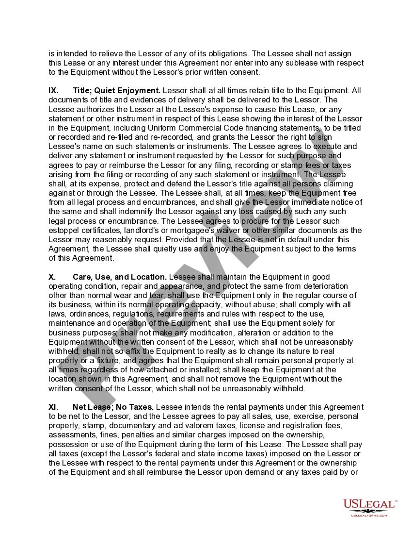 Get Net Lease of Equipment (personal Propety Net Lease) with no Warranties by Lessor and Option to Purchase Preview Net Lease of Equipment (personal Propety Net Lease) with no Warranties by Lessor and Option to Purchase