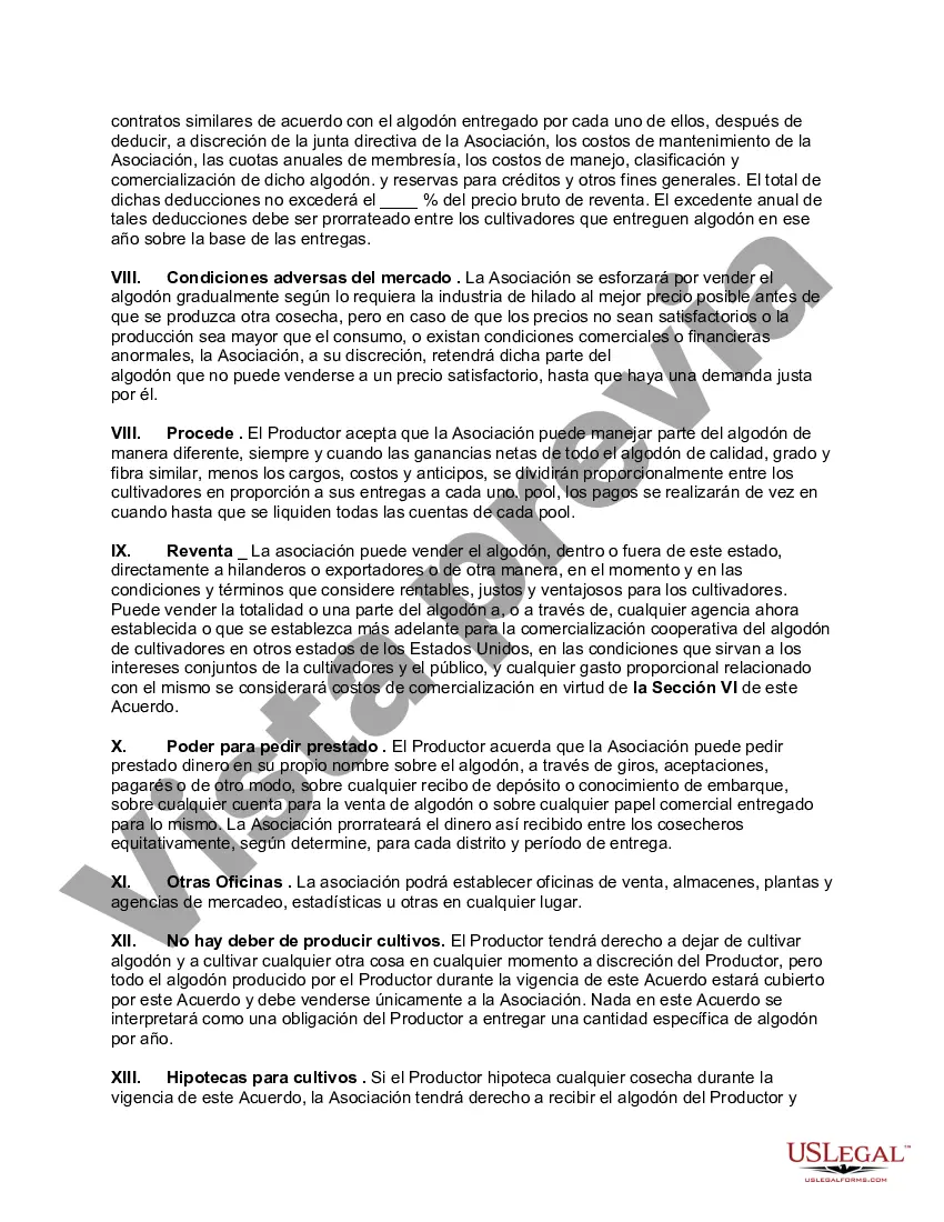 Preview Acuerdo de Comercialización entre el Productor de Algodón y la Asociación Cooperativa de Comercialización