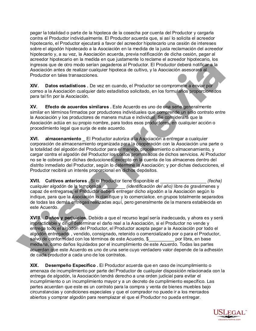 Preview Acuerdo de Comercialización entre el Productor de Algodón y la Asociación Cooperativa de Comercialización