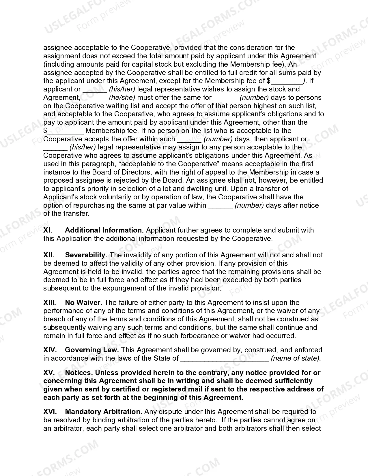 Preview Sale of Unit by Co-operative Housing Corporation