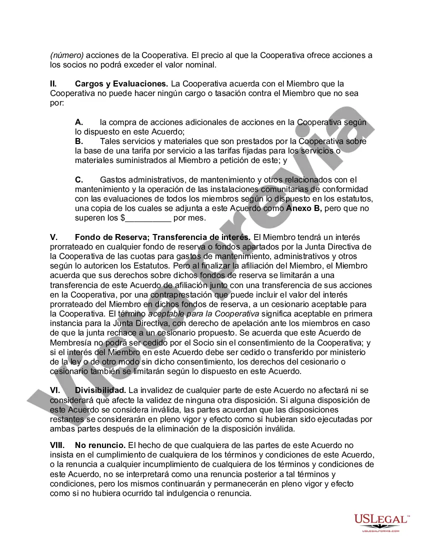 Preview Acuerdo de Membresía con Cooperativa