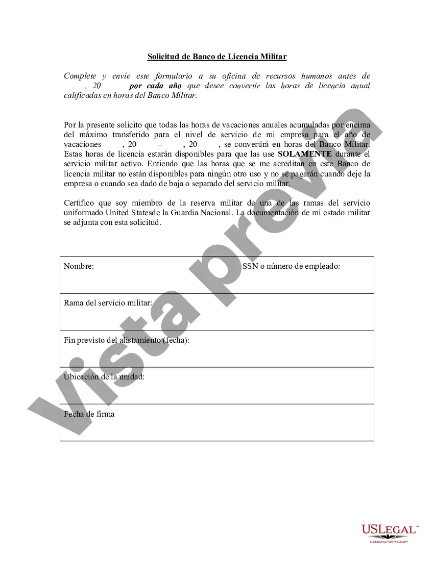 Preview Solicitud de Banco de Licencia Militar