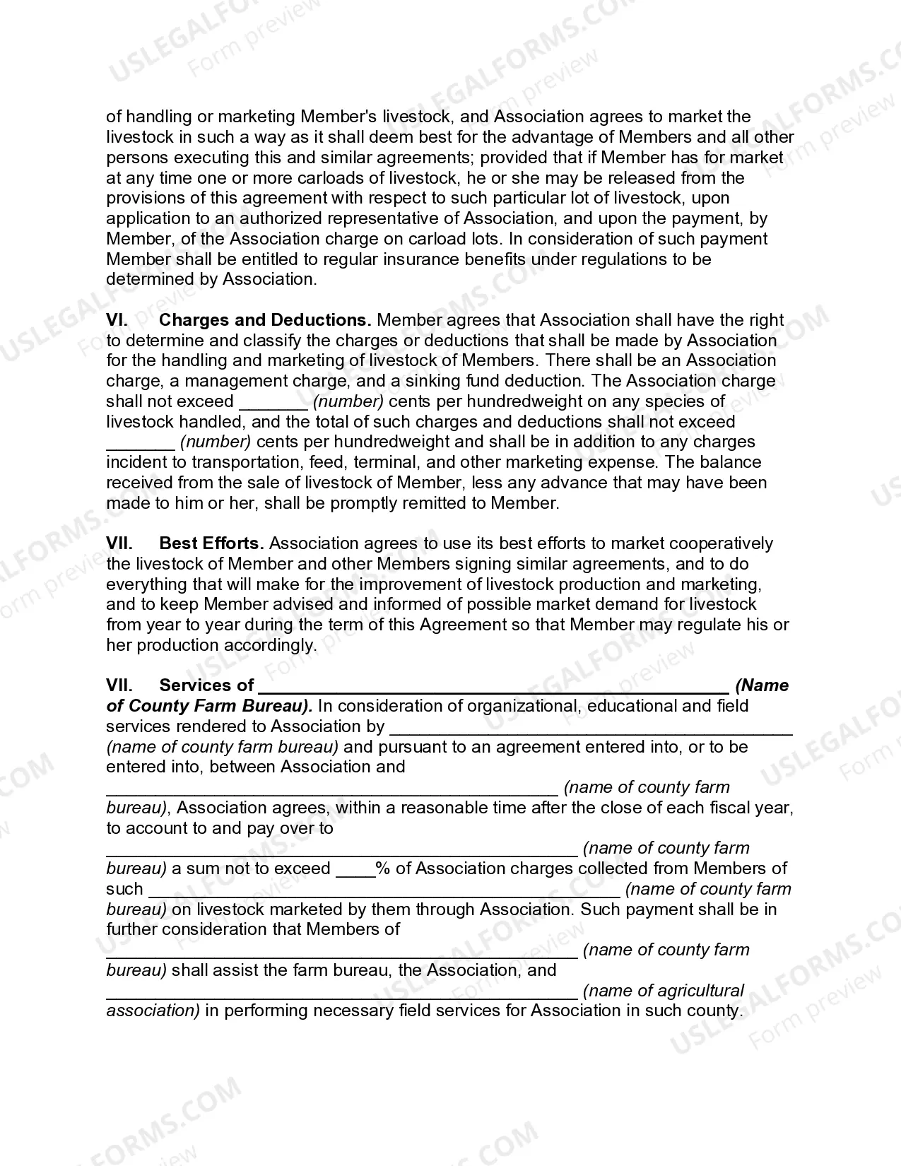 Preview Livestock Marketing Agreement with Cooperative