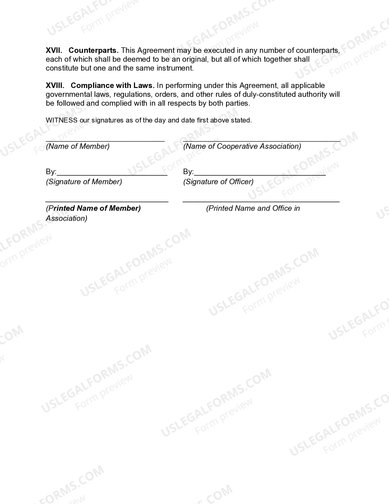 Preview Livestock Marketing Agreement with Cooperative