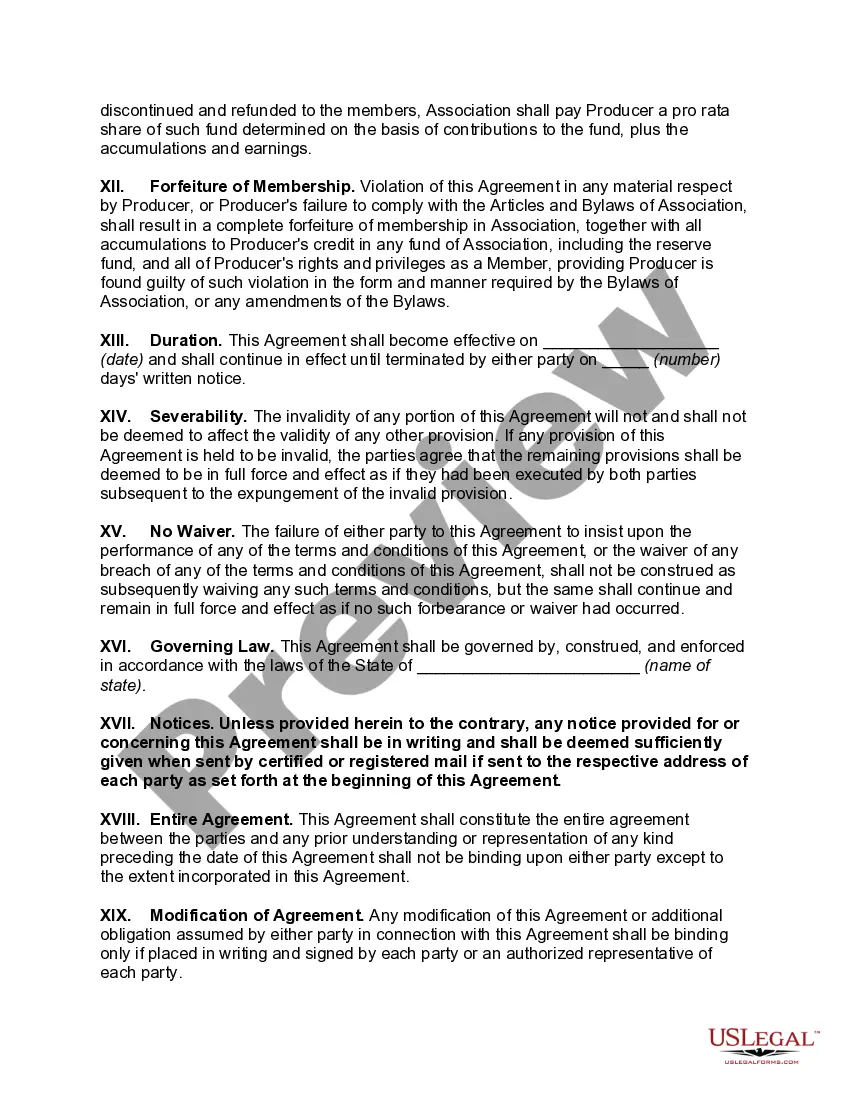 Preview Marketing Agreement with Cooperative Association for Vegetables