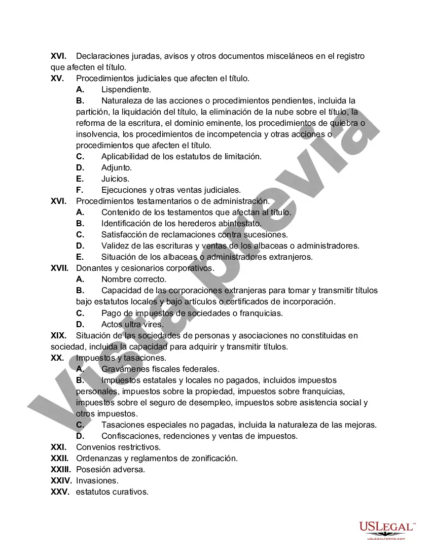 Preview Lista de verificación de asuntos que deben ser considerados al hacer un resumen u opinión del título