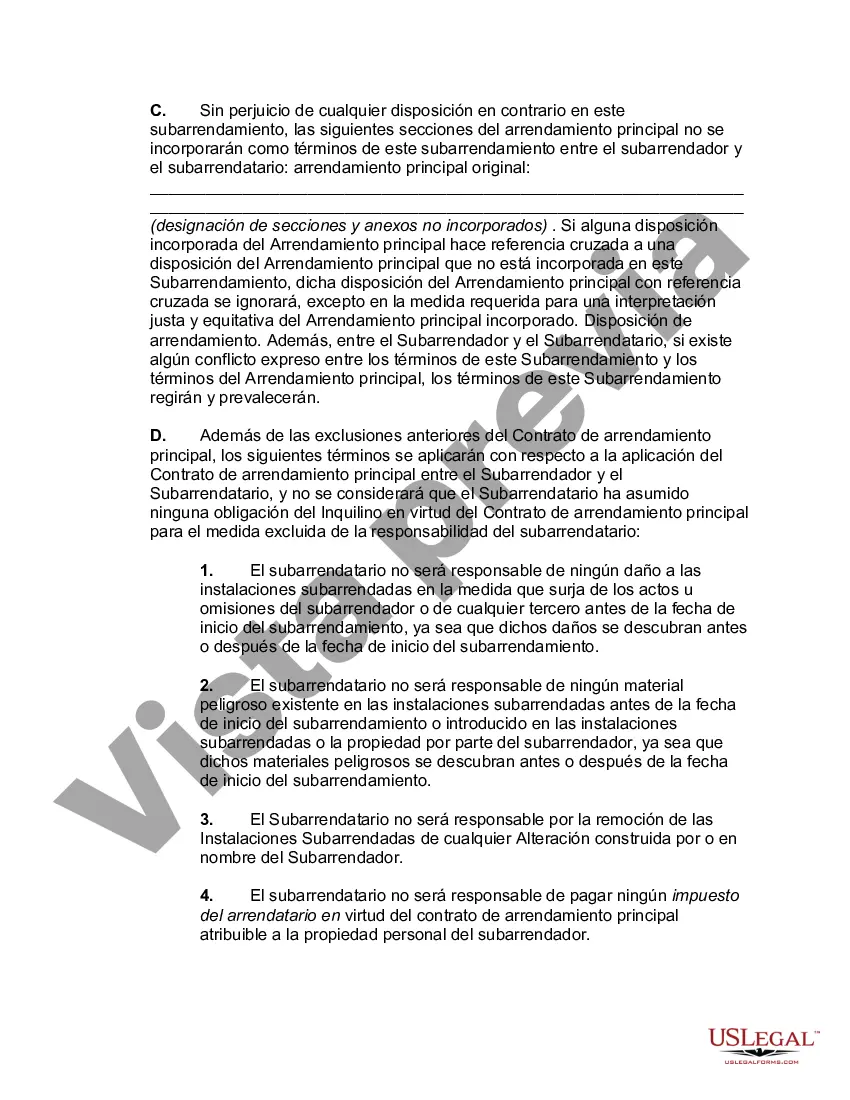 Preview Subarrendamiento completo de espacio de oficina, incluido el mobiliario y el equipo, incluidas las referencias al arrendamiento maestro y con comisión de corretaje