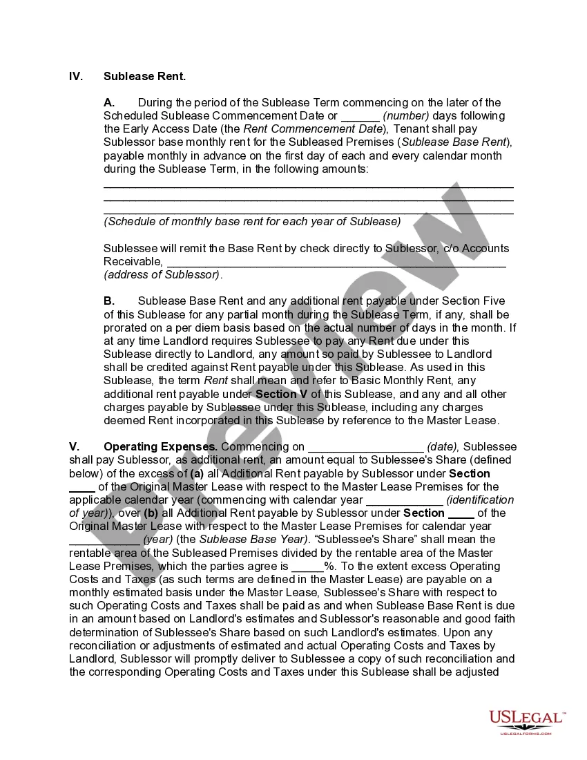 Get Comprehensive Sublease of Office Space including Furniture and Equipment including References to Master Lease and with Brokerage Fee Preview Comprehensive Sublease of Office Space including Furniture and Equipment including References to Master Lease and with Brokerage Fee
