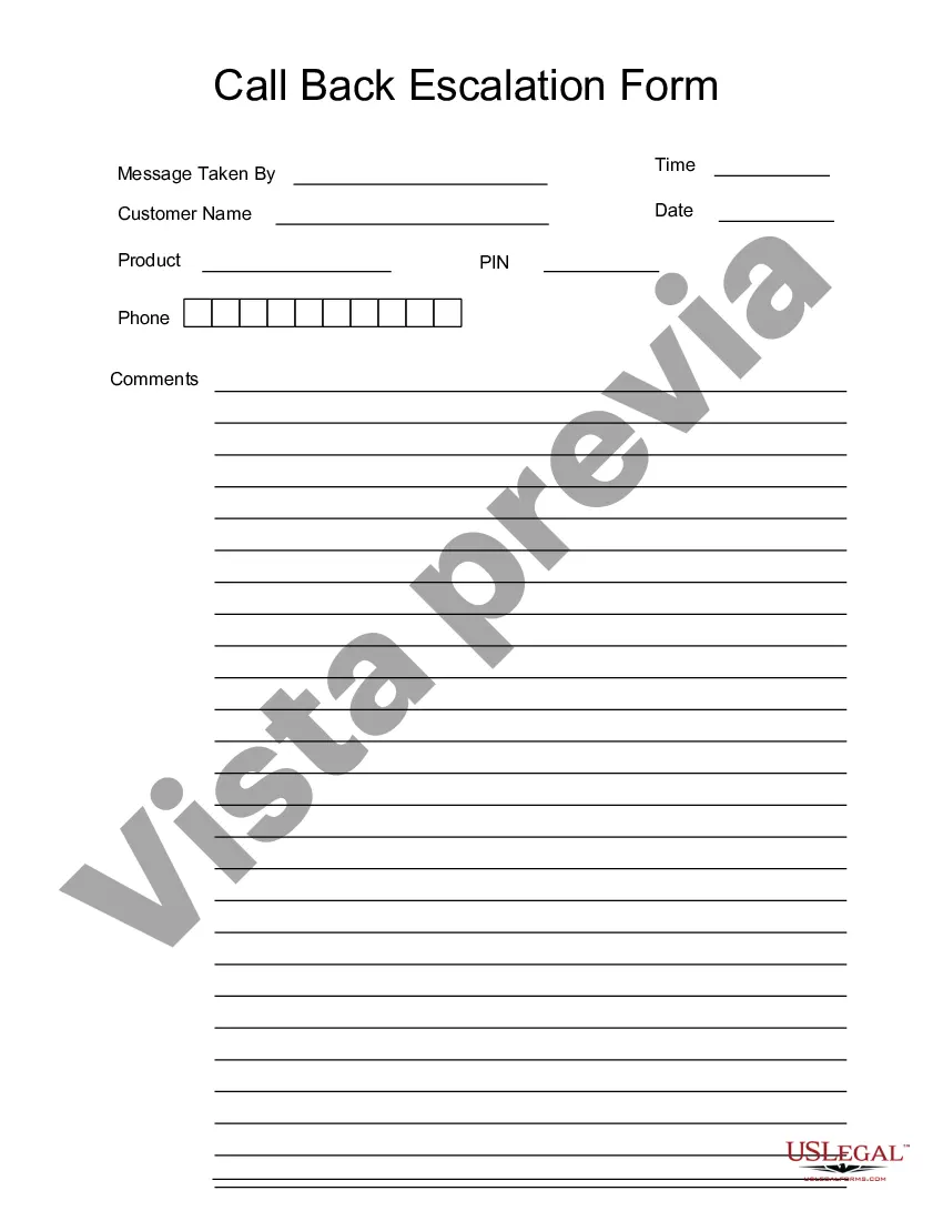 Preview Formulario de escalamiento de devolución de llamada