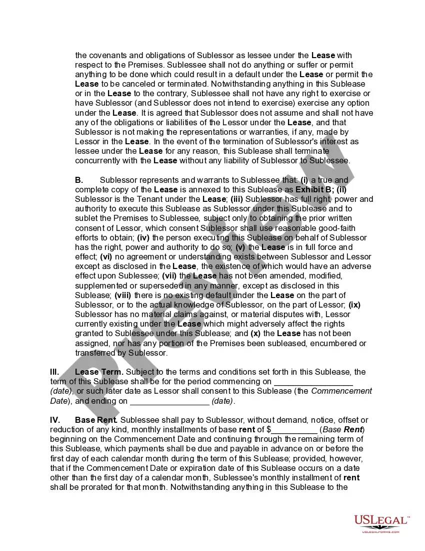 Preview Sublease of Office Space with Sale of Furniture and Phone Systems