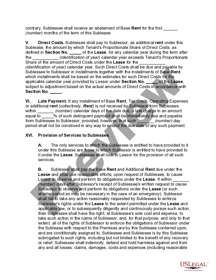 Preview Sublease of Office Space with Sale of Furniture and Phone Systems